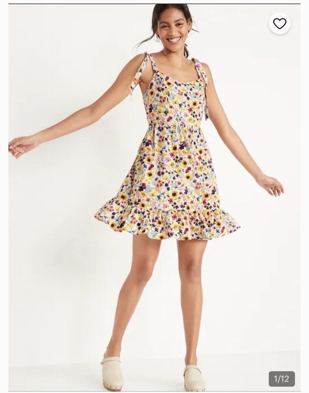Old Navy Fit & Flare Cami Mini Dress XXL Floral Tie Shoulder Sundress Ruffle Hem